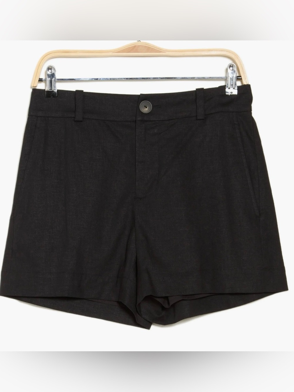 Vince Black Tailored Linen High-Rise Shorts Sz 8 Preppy Style